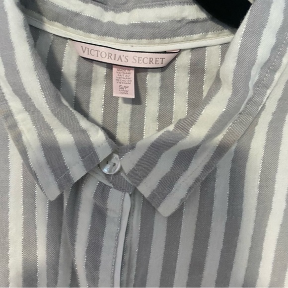 Victoria’s Secret Women’s PJ Set Sz Small Gray & White Striped silver - Picture 8 of 11